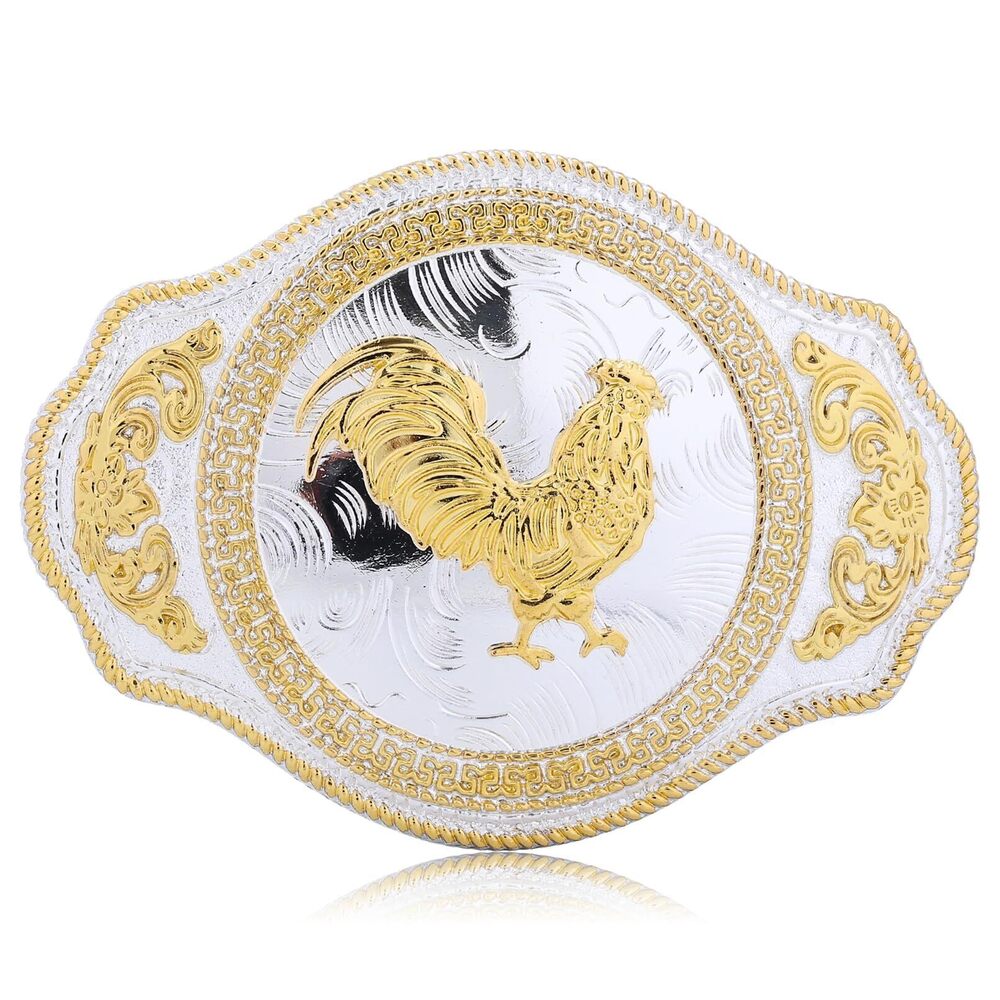 6611 Belt Buckle and Rooster Western Cowboy Golden Belt Buckle
